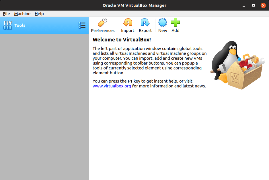 VirtualBox Initial Launch